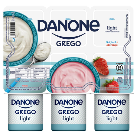 Iogurte Grego Danone 510g - Light - Original e Morango