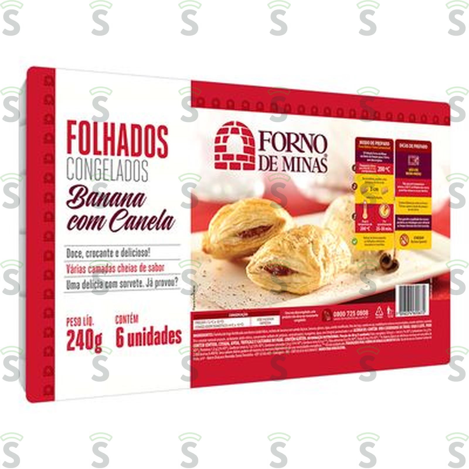 Forno minas-folhado 240g c/6 banana/cane