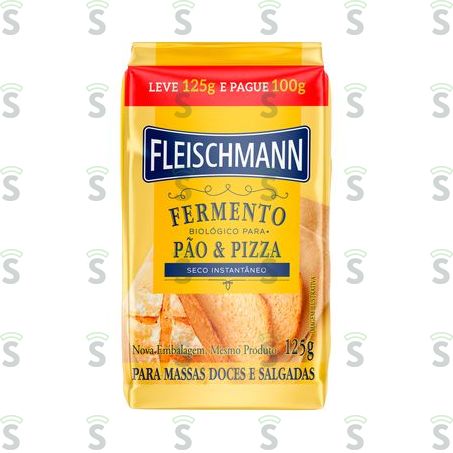  Fermento Biológico Fleischmann  Para Pão e Pizza Pacote 125gr
