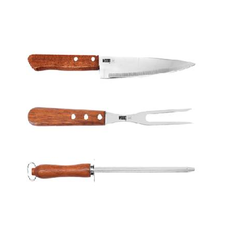 Conjunto Churrasco Inox Tuut Premium Wood C/3pcs