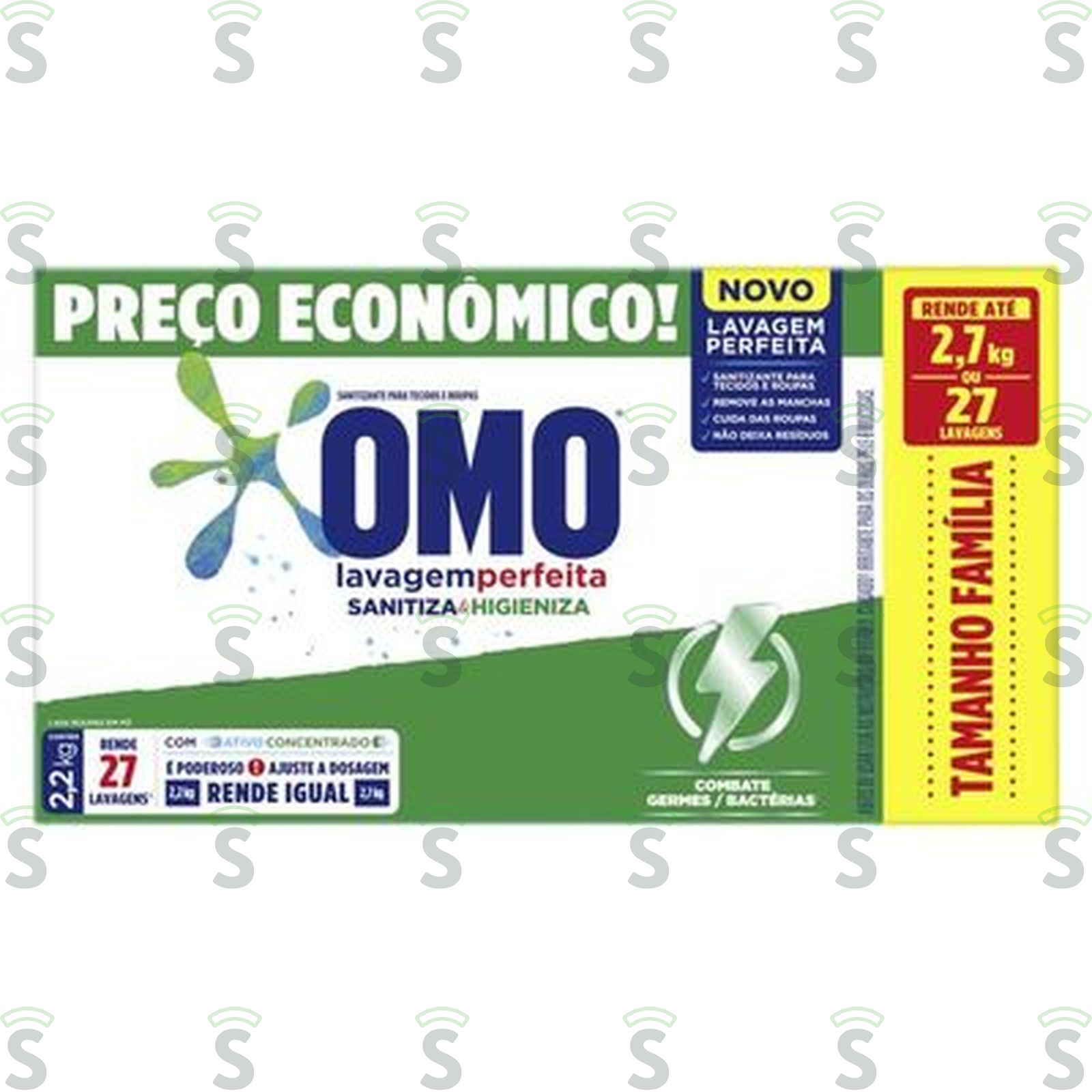 Lava-Roupas Pó Omo Lavagem Perfeita Sanitiza & Higieniza Tamanho Família Caixa 2.2kg