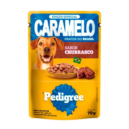Ração Úmida Pedigree Caramelo Churrasco Sachê 70g
