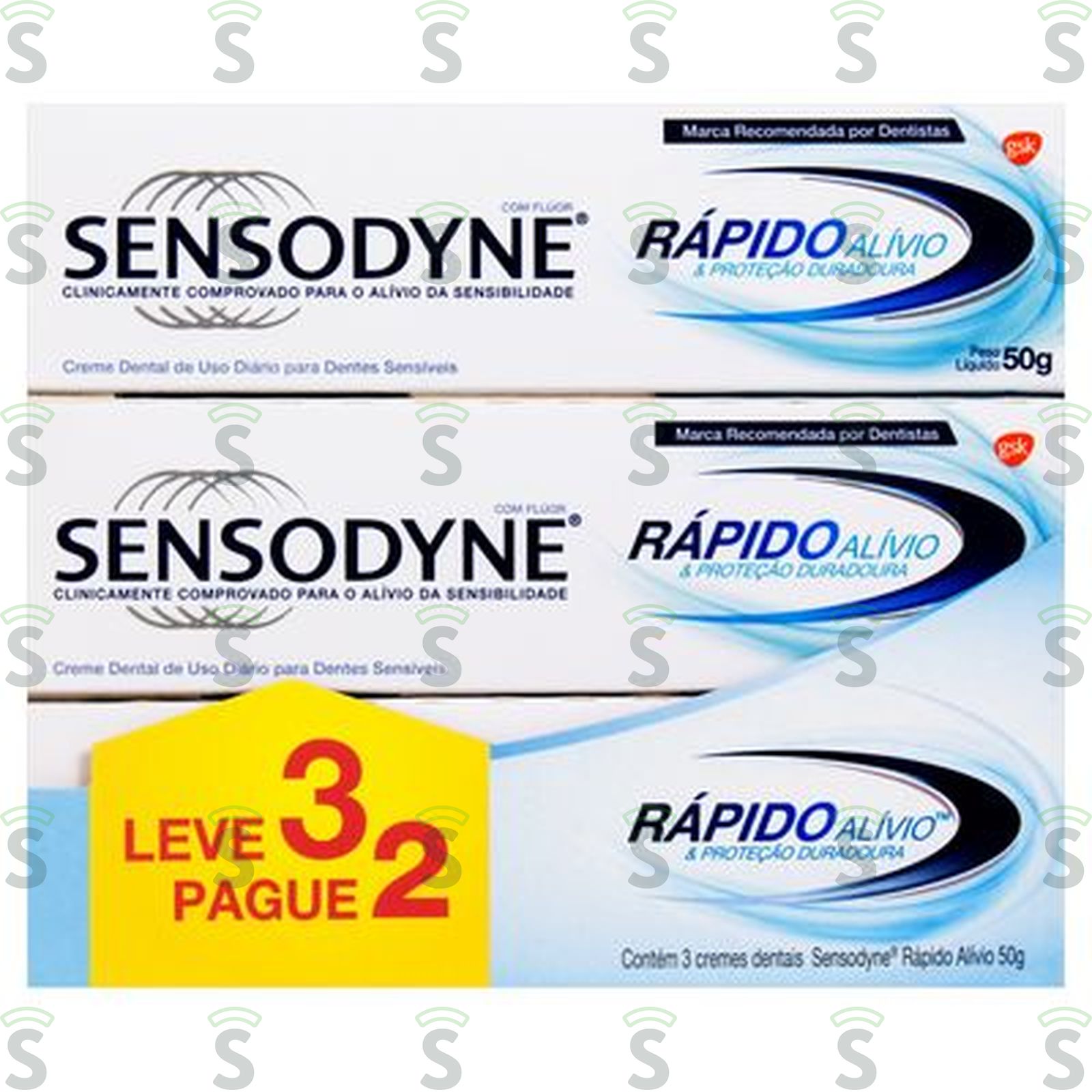 Creme Dental Sensodyne Rápido Alívio Embalagem 3x50g Leve 3 Pague 2 50G