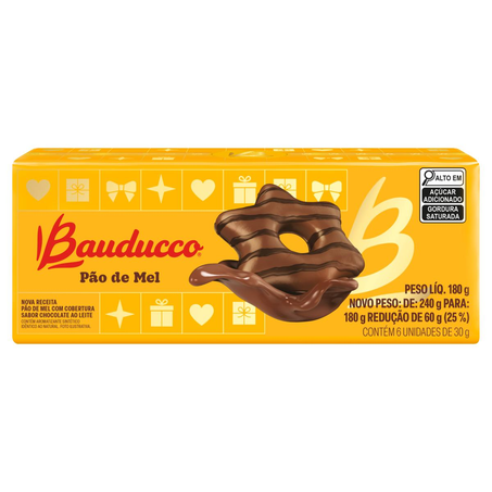 Pão de Mel Bauducco 180g - Cobertura de Chocolate