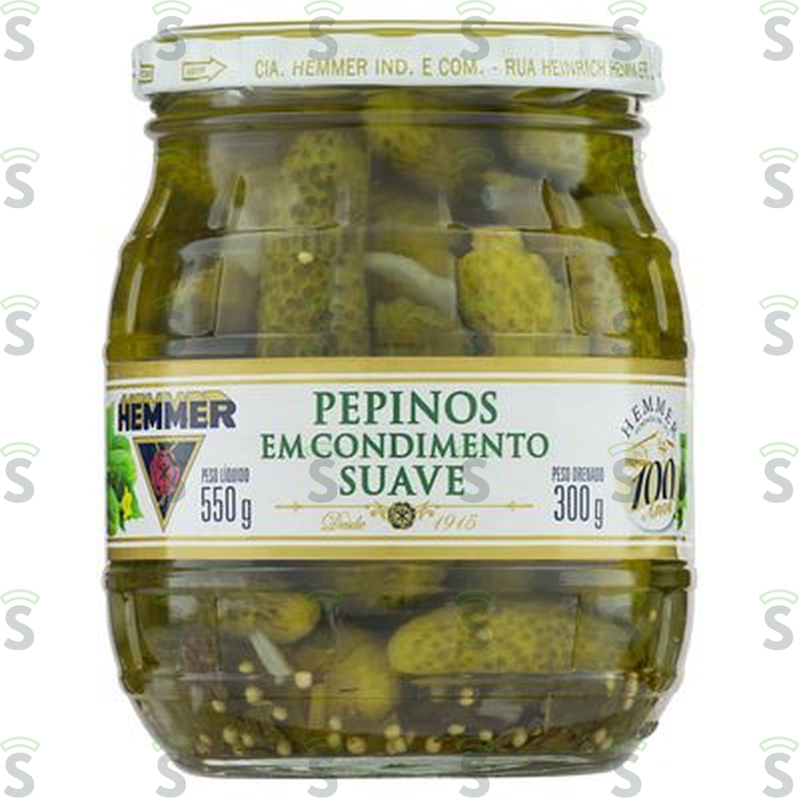 Pepino em Conserva Hemmer Condimento Suave Pote de Vidro 550gr
