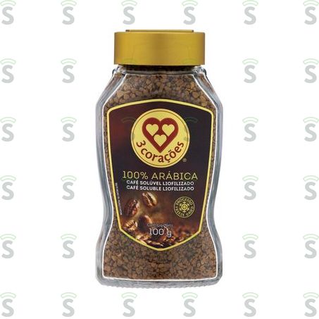  Café Solúvel Liofilizado 3 Corações Pote de Vidro 100gr