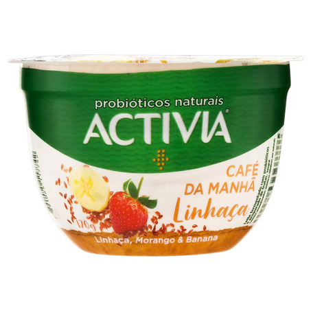 Leite Fermentado Activia 170g - Café da Manhã - Linhaça, Morango e Banana