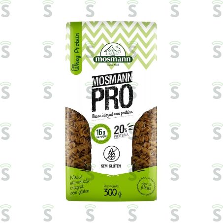  Macarrão Parafuso Integral Mosmann Sem Glúten Com Whey Protein Embalagem 300g