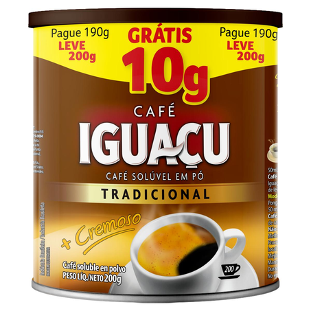 Café Solúvel Iguaçu Leve 200g, Pague 190g