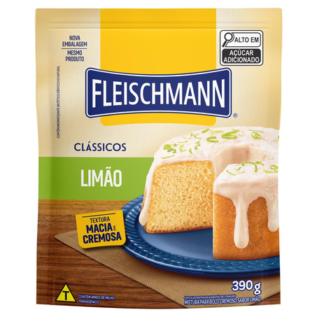 Mistura para Bolo Fleischmann 390g - Limão - Cremoso