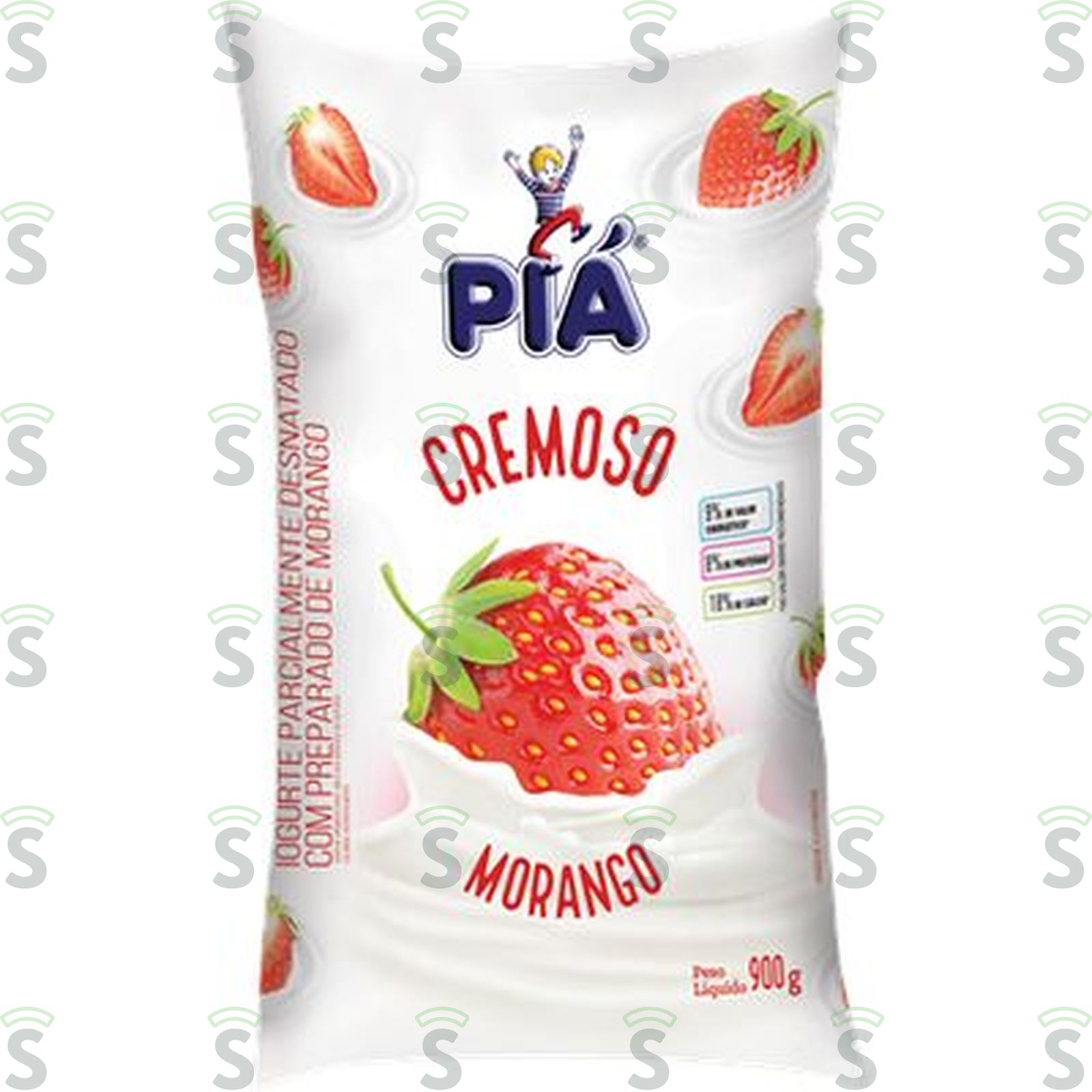 Pia-iogurte cremoso morango 900g saco
