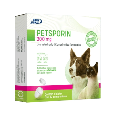 Antibiótico Petsporin Mundo Animal 12 Comprimidos 300mg