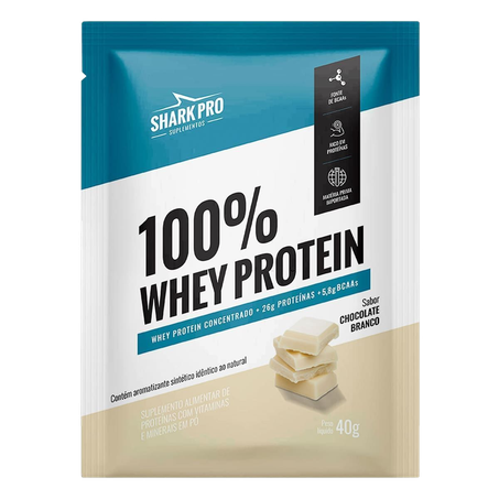 Suplemento Shark Pro 100% Whey Concentrado Sabor Chocolate Branco 40g