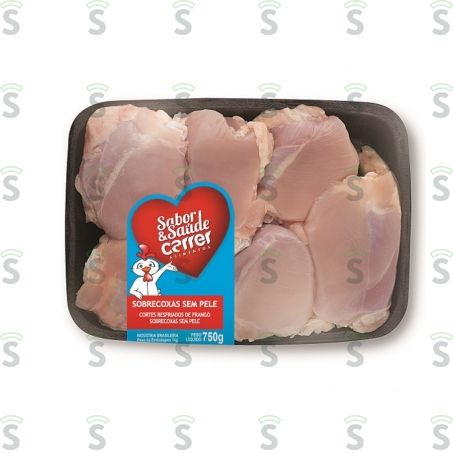  Sobrecoxa de Frango Resfriada Sem Pele Carrer Bandeja 750g