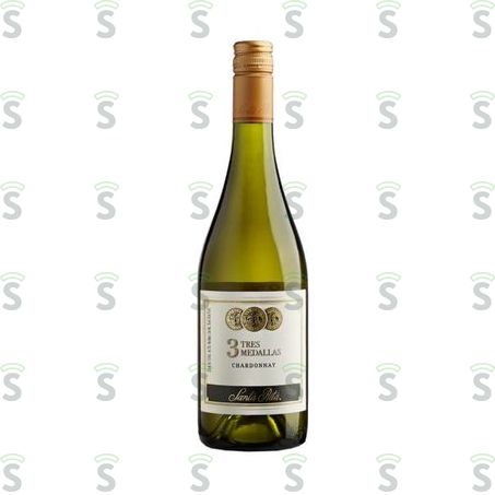  Vinho Chileno Branco Tres Medallas Chardonay Valle Central Garrafa 750ml