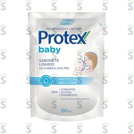  Sabonete Líquido da Cabeça Aos Pés Protex Baby Proteção Delicada Sachê Refil 180ml