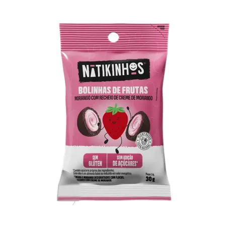 BOLINHA MORANGO CREME MORANGO 30G - NATIKOS