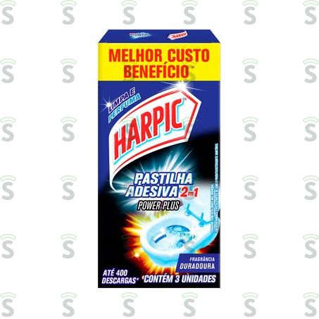  Pastilha Adesiva Harpic 2em1 Power Plus Limpa e Perfuma 3un