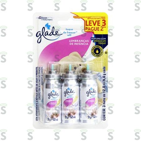  Purificador Glade Toque de Frescor Lembrança de Infância Oferta Refil 3un