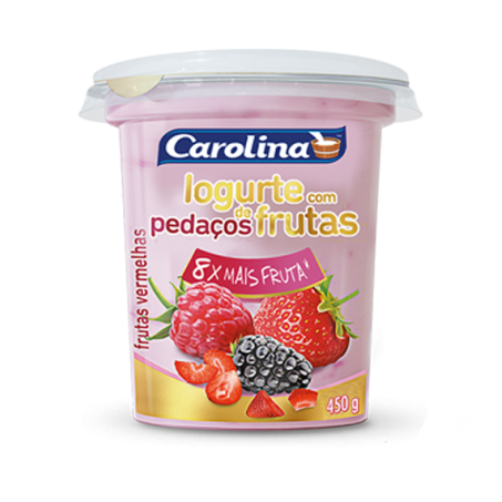 Iogurte carolina pedacos frutas vermelha