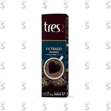  Café Em Cápsula Torrado e Moído Filtrado Tres Gourmet Caixa 75gr