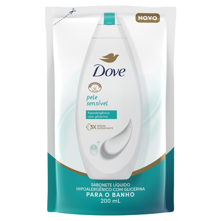 Sabonete Dove 200ml - Pele Sensível - Refil
