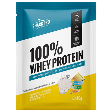 Suplemento Shark Pro 100% Whey Concentrado Sabor Leitinho 40g