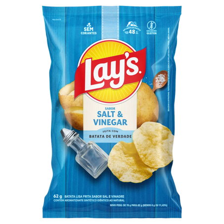 Salgadinho Lays Batata Salt & Vinegar Pacote 62g 
 
