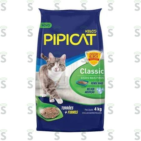  Areia Higiênica Para Gatos Kelco Pipicat Classic Pacote 4kg