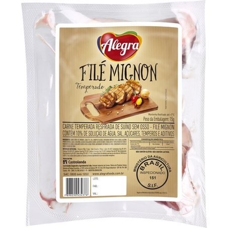 Cortes Suínos Alegra Filé-mignon - Resfriado - Temperado Kg
