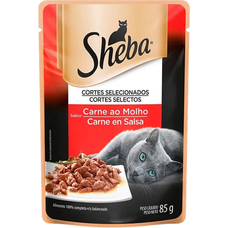 Ração Sheba 85g - Adulto - Carne ao Molho - Sachê
