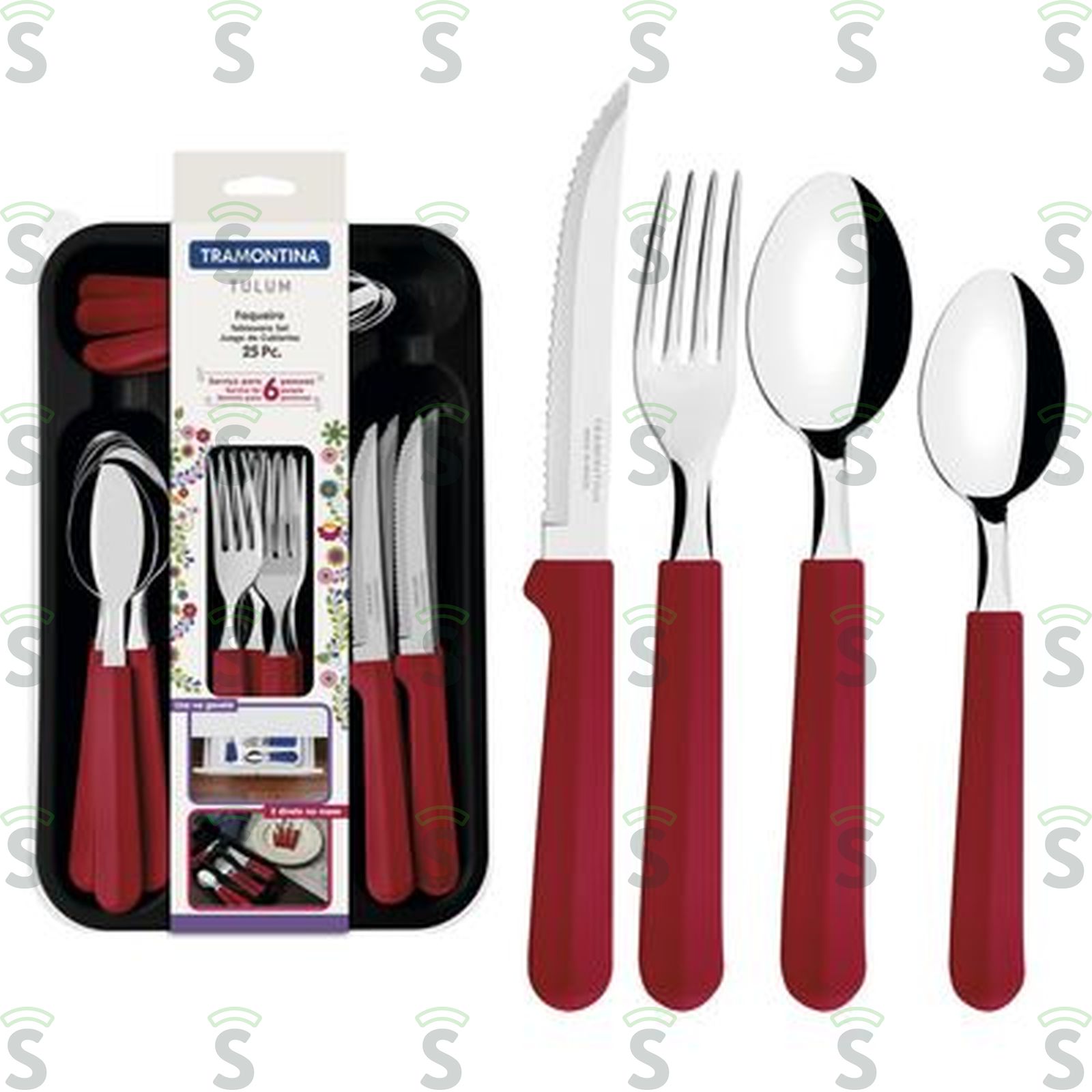Faqueiro Tramontina Inox Tulum Vermelho 25 Peças