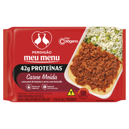 Carne Moída Perdigão Com Purê De Batata e Arroz Com Brócolis 300g 
 