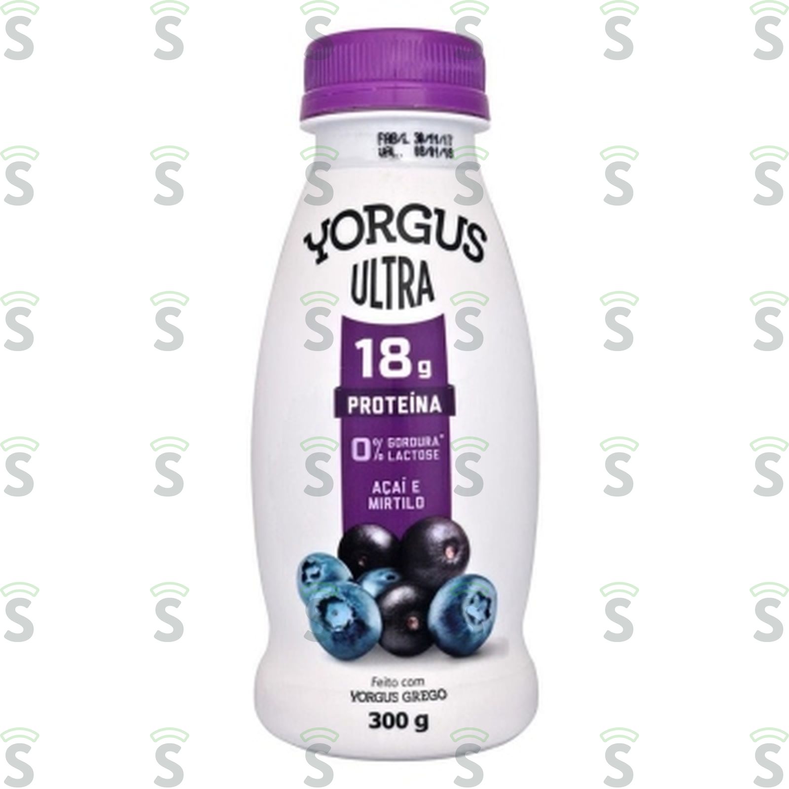 Iogurte Grego Yorgus Ultra Açaí Mirtilo Sem Lactose Embalagem 300G