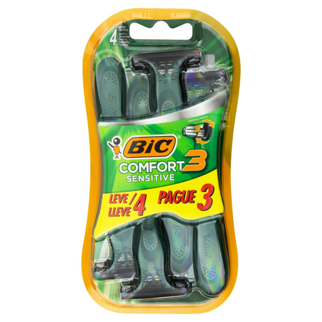 Aparelho de Barbear Bic Comfort 3 Pele Sensível - Leve 4, Pague 3 Aparelhos