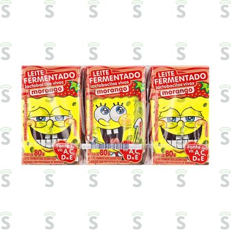  Leite Fermentado Elegê Bob Esponja Morango 80g
