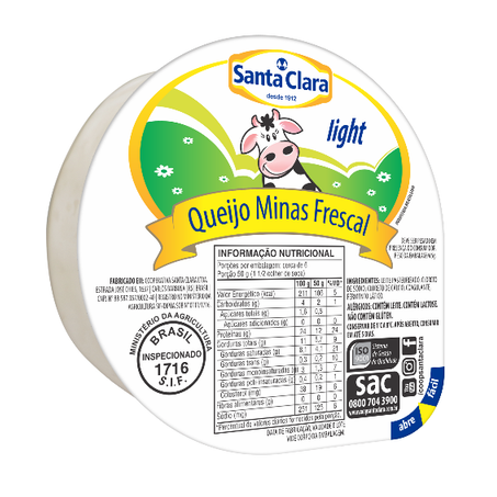Queijo Minas Frescal Santa Clara - aproximadamente 300g