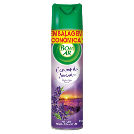 Purificador de Ar Aerossol Bom Ar 360ml - Lavanda - Embalagem Econômica