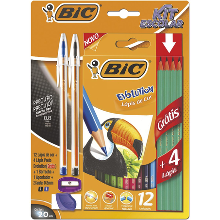 Kit Escolar Bic Precisão - Com 16 Peças + 4 Lápis Grátis - Ref. 970932