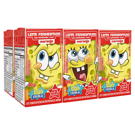Leite Fermentado Elegê 480g - Bob Esponja - Morango