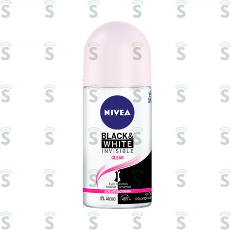  Antitranspirante Roll-on Nivea Invisible For Black & White Clear Rolo 50ml