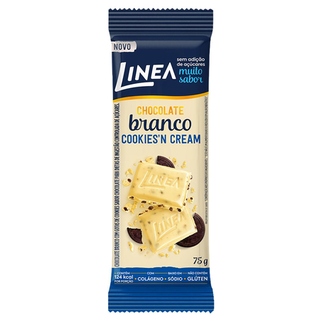 Chocolate Linea 75g - Zero Açúcar - Chocolate Branco - Cookies