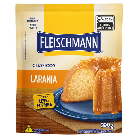 Mistura para Bolo Fleischmann 390g - Laranja - Cremoso