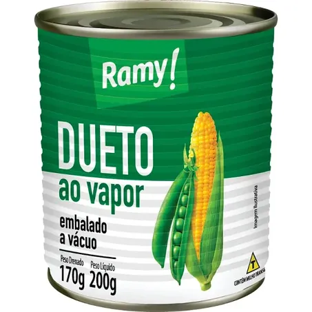 Dueto ramy milho e ervilha crocante 170g lata