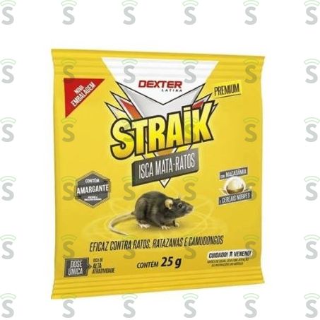  Inseticida Straik Isca Mata Ratos Embalagem 25g