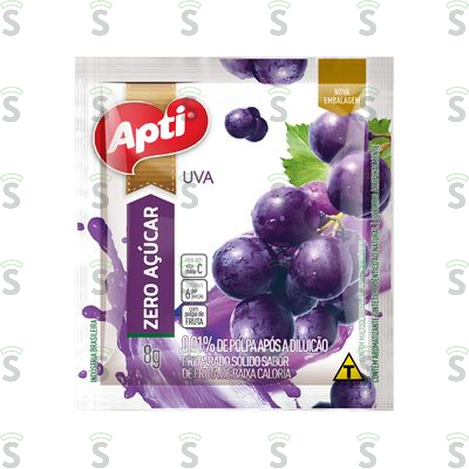 Refresco em Pó Apti Zero Uva Embalagem 8G