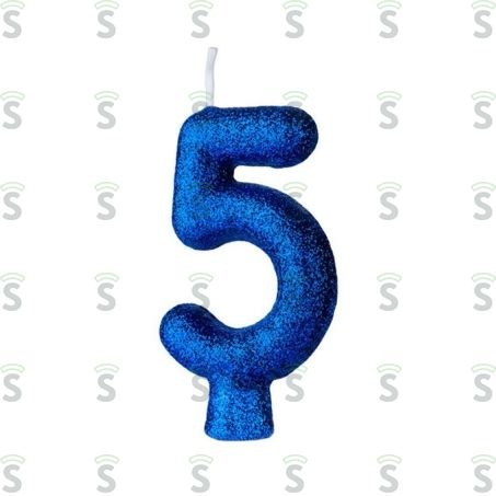 Vela de Aniversário Regina Cintilante Azul Nº5 Embalagem 1un
