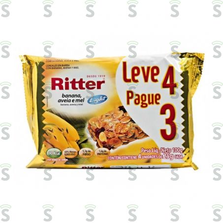 Barra de Cereal Ritter Banana e Aveia Embalagem 80g