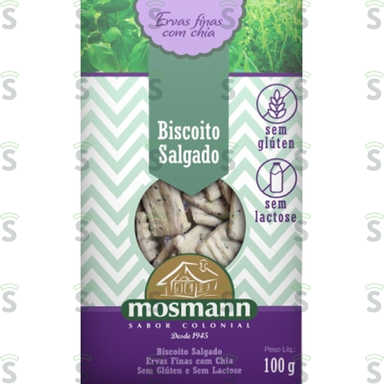 Mosmann-biscoito 100g ervas finas chia