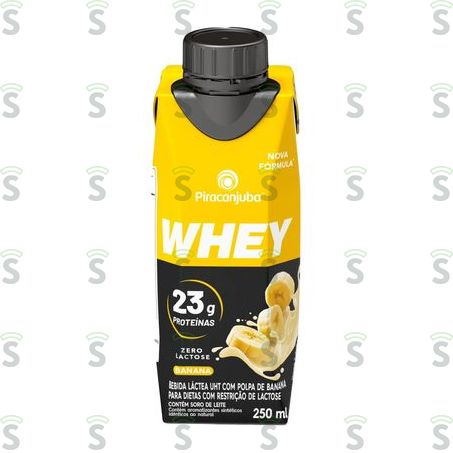  Bebida Láctea Uht Piracanjuba Whey Banana Zero Lactose Caixa Com Tampa 250ml
